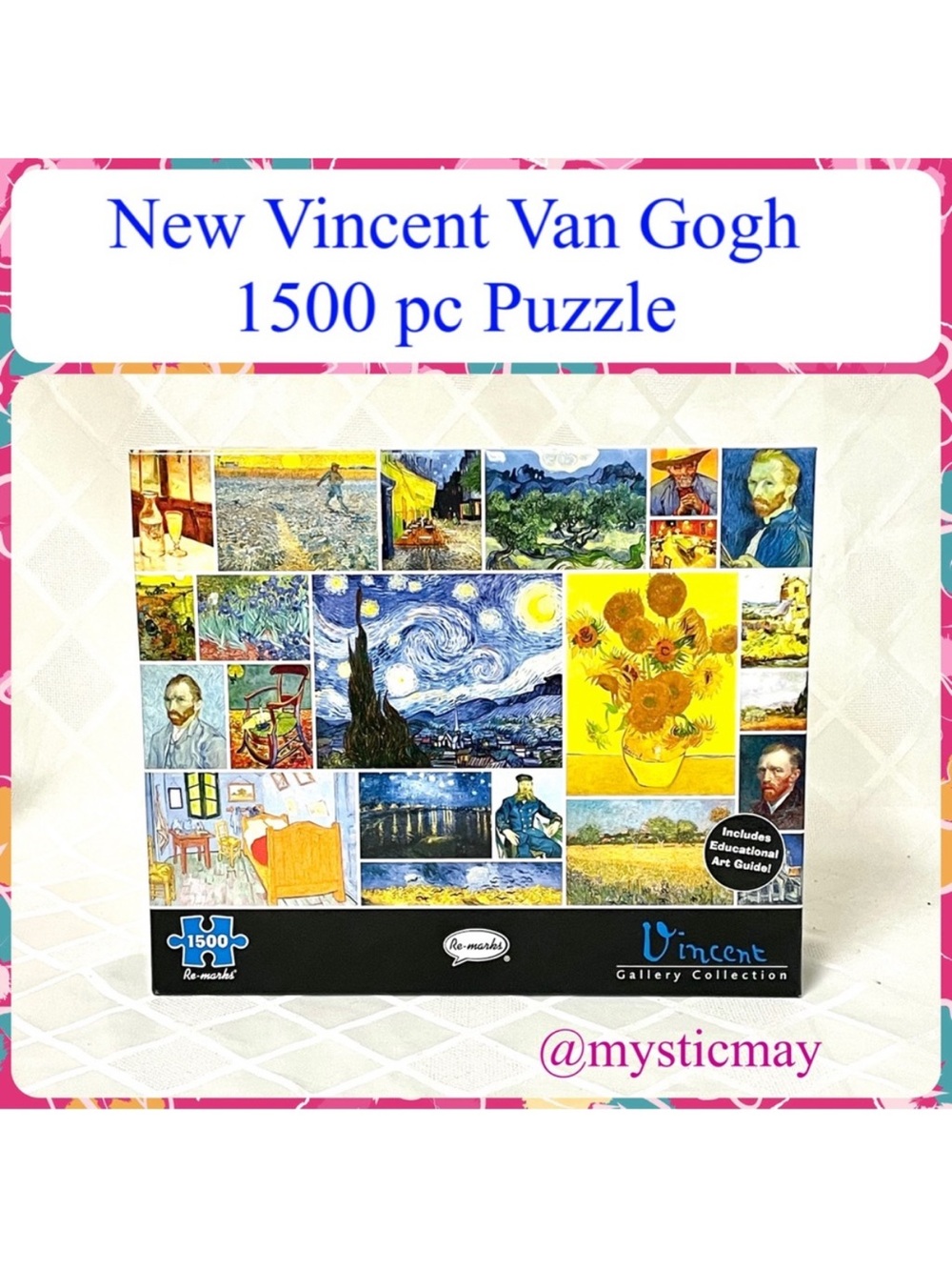 New VINCENT VAN GOGH Masterpieces 1500 piece Jigsaw Puzzle w Poster & Art Guide